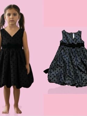 Cherokee Black Polka Dot Velvet-Waist Party Dress